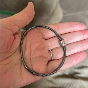 Pandora Unisex Oxidized Silver Charm Bracelet